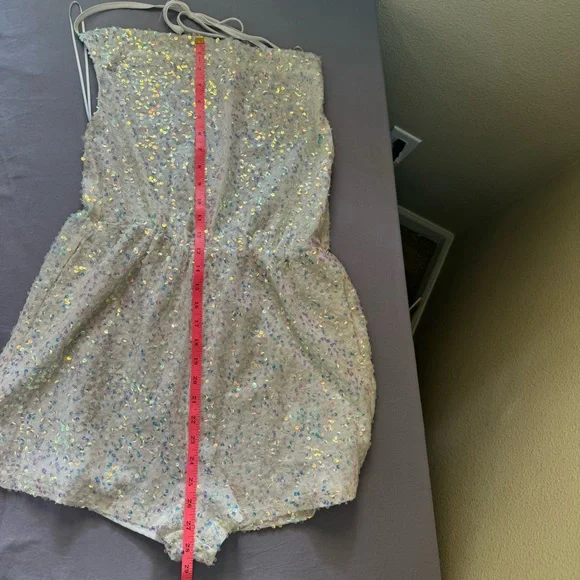 Cloud Ten romper women large cowl neck open back sequin halter one piece white - Picture 10 of 13